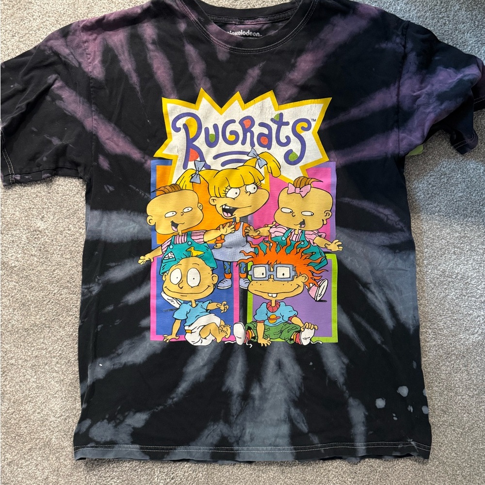 Nickelodeon Rugrats Rats Tie-Dye T-Shirt - Black and Purple *Vintage*